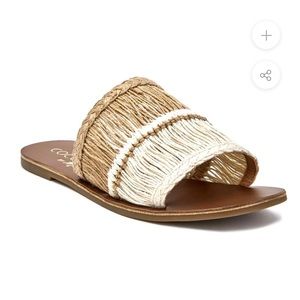 COCONUTS by MATISSE WATCHOUT Sandals Sz 7 Jute Flats Slip Ons in NATURAL $70